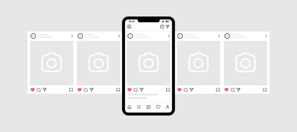 Smartphone com publicação em carrossel do Instagram